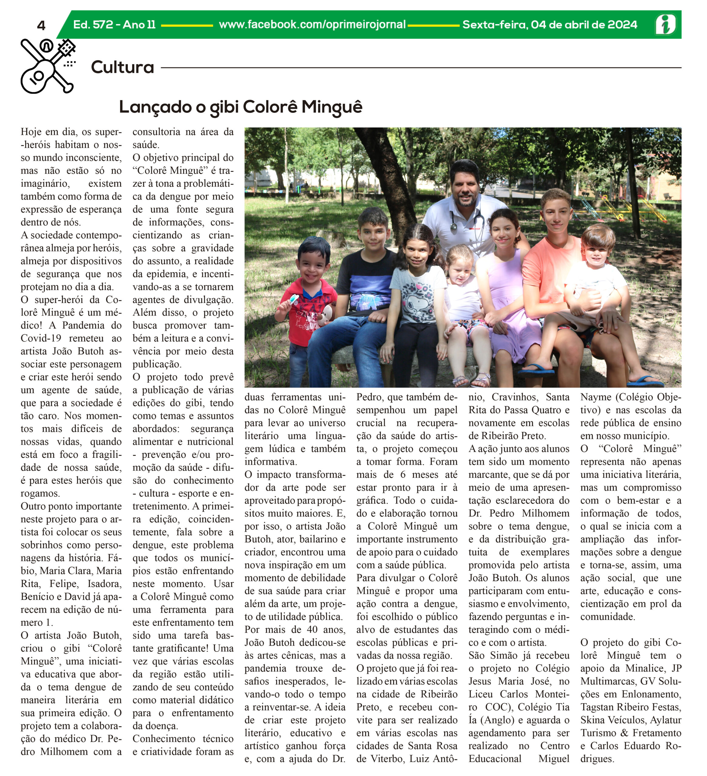 Colorê Minguê na capa do Primeiro Jornal